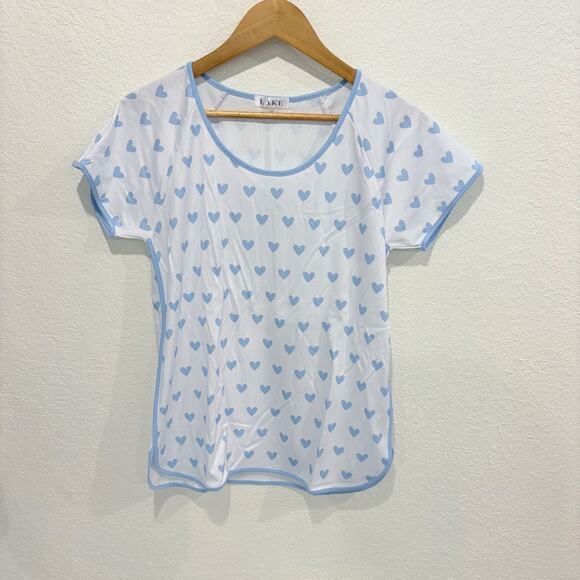 Lake Pajamas Cotton Short-Long Set in Blue Heart XST ST MT NWOT Loungewear - Picture 2 of 10